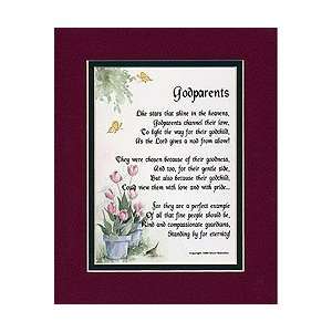  Godparents Touching 8x10 Poem, Double matted in Burgundy 