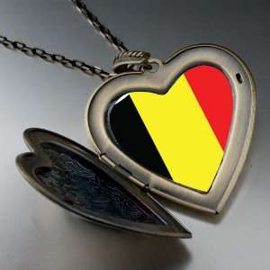 Belgium Flag Large Pendant Necklace