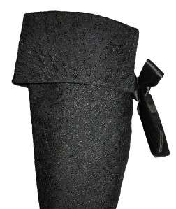 VIA SPIGA MADDY WOMENS BLACK LACE FOLDABLE OVER THE KNEE DRESS BOOTS 