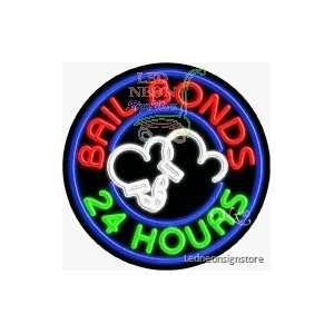  Bail Bonds 24 Hours Neon Sign 26 inch tall x 26 inch wide 