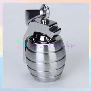 Gothic Punk Mens Stainless Steel Grenade Charm Pendant Fit Necklace 