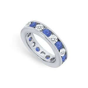   and Blue Sapphire Eternity Band  Platinum 3.00 CT TGW Jewelry