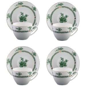  Gracie Bone China 7 Ounce Cup and Saucer, Green Gracie 