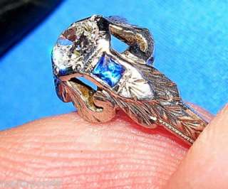 Genuine Antique Diamond Sapphire Engagement Ring Antique Deco 