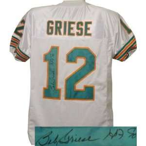  Bob Griese signed Miami Dolphins White Prostyle Jersey HOF 