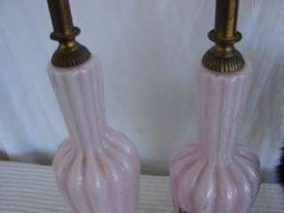 VINTAGE PAIR OF PINK BULLICANTE MURANO VENETIAN LAMPS  