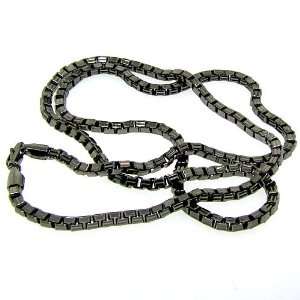  Luxury 30 inch Gunmetal plated Box link bling necklace 