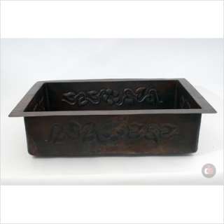 Ambiente 33 Copper Handmade Kitchen Drop in Single Well Floral Sink 