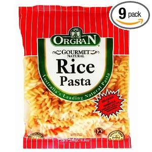 OrgraN Gluten Free Rice Pasta, Spirals, 8.8 Ounce Packages (Pack of 9 