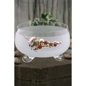  Gift Idea Art Crystal Glass Decorative Amber & Sterling 
