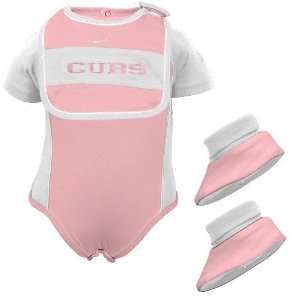  Chicago Cubs Baby Nike Pink Onesie Bib and Booties Baby