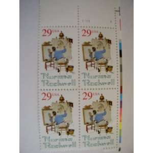 US Postal Stamps, 1994, Norman Rockwell, S# 2839, Plate Block of 4 