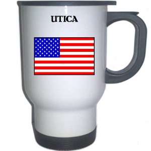  US Flag   Utica, New York (NY) White Stainless Steel Mug 