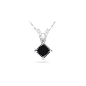  1.25 Cts Princess AAA Black Diamond Solitaire Pendant in 