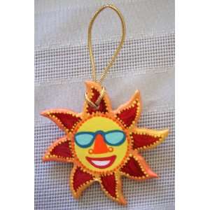   Hand Painted Sun Paper Clay Ornament by Hallie Engel