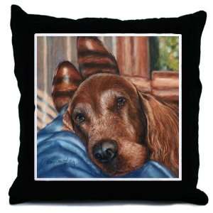  Irish Setter and Cowboy Boots Pets Throw Pillow by 