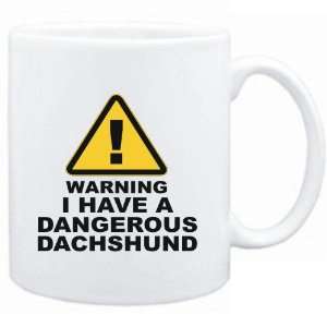    Mug White  WARNING  DANGEROUS Dachshund  Dogs