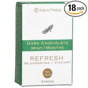 NEWTREE Refresh 73% Cocoa, Mint (3 Piece), 0.95 Ounce Mini Boxes (Pack 
