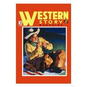  Western Story Magazine by the Fire Giclee Poster Print 