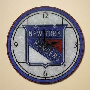    New York Rangers   12 Inch Art Glass Clock