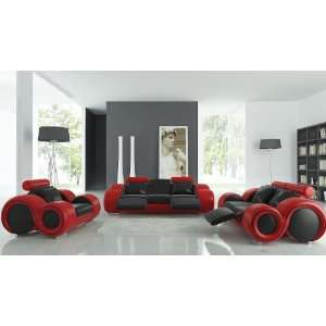  Franco Leather Sofa Set   Black / Red