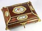 Stunning Antique French Kingwood Veneer Jewelry Casket, Box, 5 Sevres 