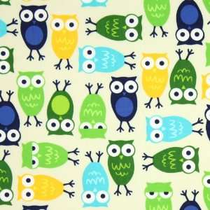  Robert Kaufman Urban Zoologie Owls Blue Fabric Yardage 