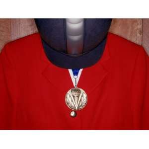  Riding Outfit with Gold Medal Hanging around Neck, Close Up 