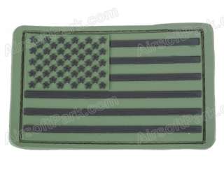 US Flag Patch with Velcro Back Olive Drab & Black  
