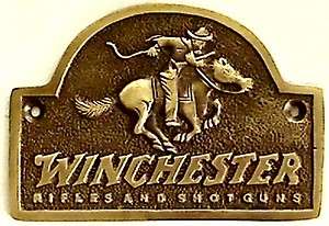 Winchester Rifles and Shotguns brass store plaque sign #E617  