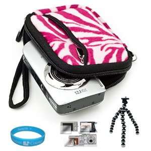  Carrying Case with Pink Zebra Fur Exterior for Sony Cyber shot DSC 