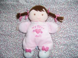 Carters My First Doll Pink Rattle Lovie Brunette EUC  