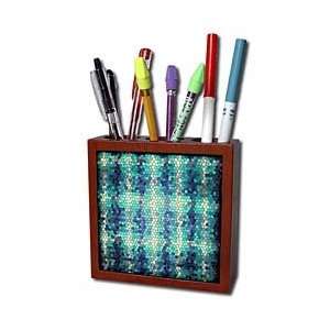 Sandy Mertens Color Designs   Stain Glass in Blue   Tile Pen Holders 5 