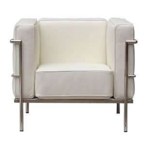  Le Corb Leather Arm Chair in White   FF610 1 WHITE