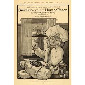  1912 Ad Swifts Premium Ham Bacon Little Girl Chef Hat 