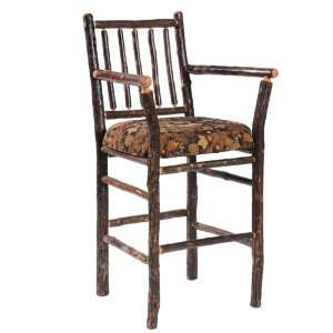  Cottage Hickory Upholstered Barstool with Arms