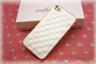 White Gold Bumper Luxury Designer Leather Case Cover Skin iPhone 4G 4S 