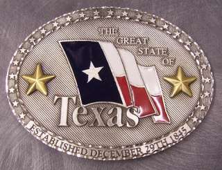 Pewter Belt Buckle The Great State of Texas Flag NEW  