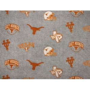 College University of Texas Longhorns Grey Print Fleece Fabric By the 