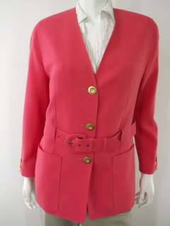 Womens blazer jacket 100% wool pink Louis Feraud L 10 career work 