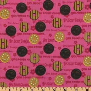 44 Wide Girl Scouts(R) Tossed Cookies Fuchsia Fabric By 