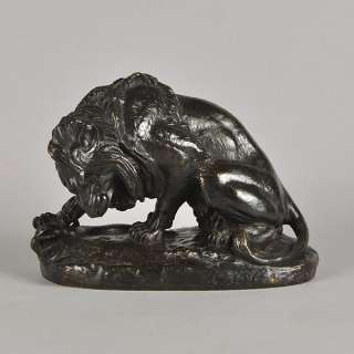 Lion and Serpent Animalier Bronze By Antoine L Barye  