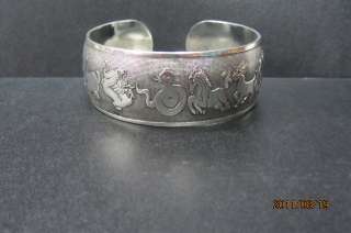 Exquisite 12 animals tibet silver Carved Flowers Lucky jewellery cuff 