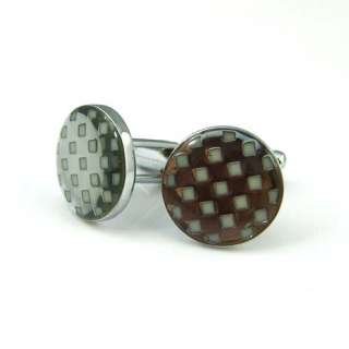 D937 Chessboard enamel silver cufflinks  