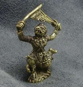 HANUMAN MONKEY RAISE WAR FLAG THAI MINI AMULET TALISMAN  