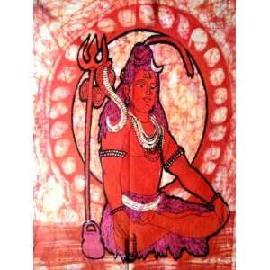 Indian God Shiva Meditation Yoga Batik Painting Tapestry Cotton Wall 