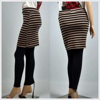   Stripes Midi Skirt Leggings Tights Womens Ankle Pants NEW XS M  