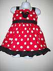 MINNIE MOUSE JUMPEr DRESS WITH HOT WHITE TRIM SIZES FROM 12M TO 6Y 