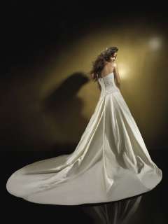 Gorgeous New A line Strapless White Wedding Dress Bridal Gown SZ 4 28 