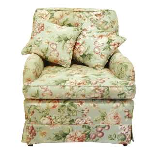  dunbar style floral arm chair and ottoman beautifully upholstered 